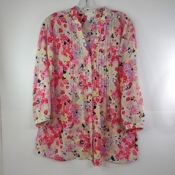 Charter Club women's pink floral blouse size (M) - Picture 1 of 10